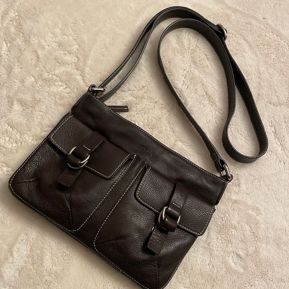 Furla Classic Dark Brown Leather Crossbody Bag